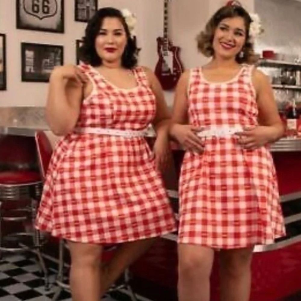 Loungefly Stitch Shoppe x Coca Cola Red Gingham Rockabilly Pinup Dress sz Medium
